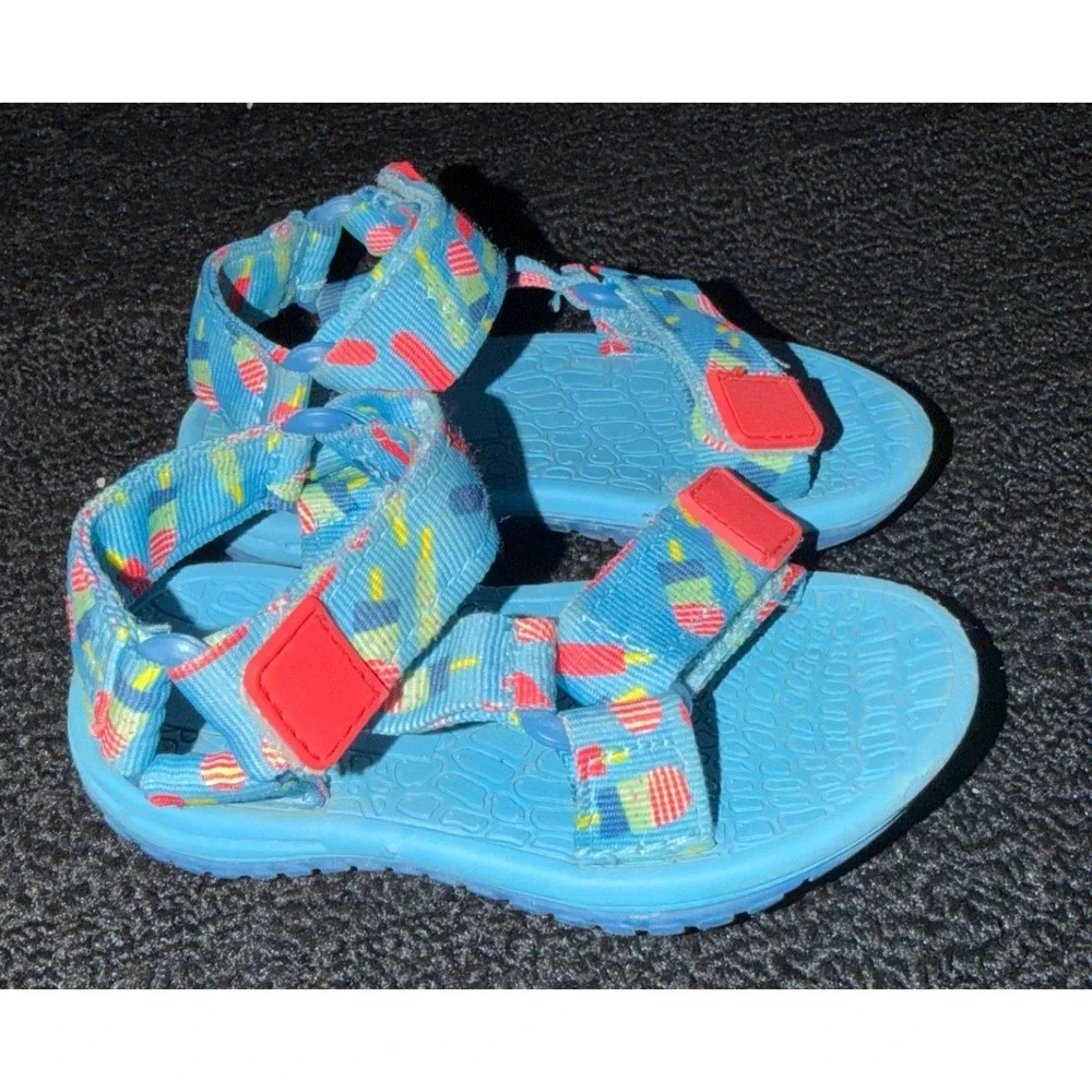 Cat & Jack Vanya Easy Closure Strap Ice Cream Patten Sandals Size 5